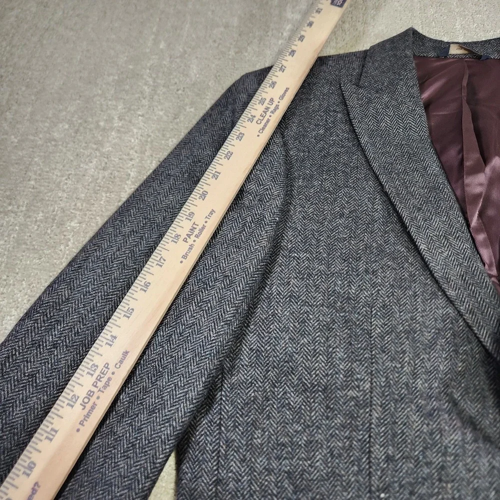 Banana Republic Blazer Men 46R Herringbone Tweed Peak Lapel Elbow Patches‎ NEW